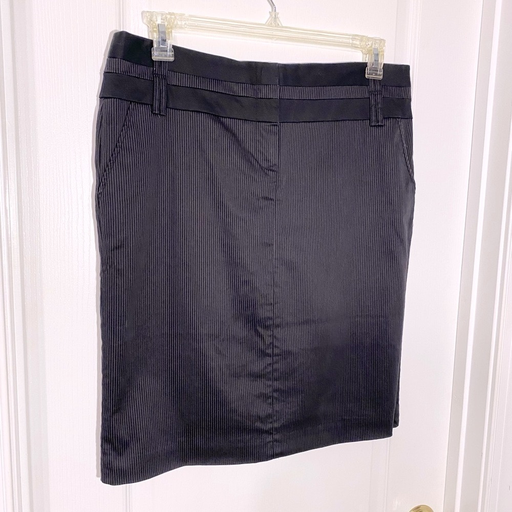Y2K To the Max Low Waist Pinstripe Pencil Skirt Vintage Black Gray Size 12